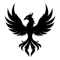 Rising Phoenix silhouette vector illustration on transparent background