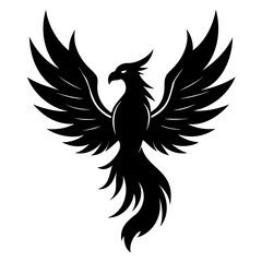 Obraz premium Black Phoenix silhouette vector illustration isolated on transparent background