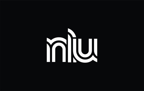 NLU Creative Unique Modern Letter Logo Design. Stylized logo featuring a unique letter design, presenting abstract minimalist aesthetics and modern appeal.