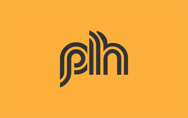 PLH Creative Unique Modern Letter Logo Design. Stylized logo featuring a unique letter design, presenting abstract minimalist aesthetics and modern appeal.