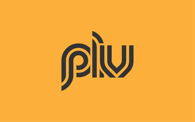 PLV Creative Unique Modern Letter Logo Design. Stylized logo featuring a unique letter design, presenting abstract minimalist aesthetics and modern appeal.