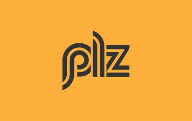 PLZ Creative Unique Modern Letter Logo Design. Stylized logo featuring a unique letter design, presenting abstract minimalist aesthetics and modern appeal.