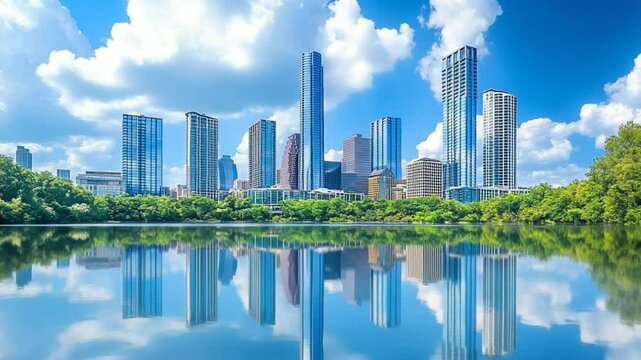 Stunning Austin Skyline Reflected in Lady Bird Lake
