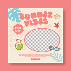Modern summer tropical background Layout for summer promotional social media post, banner, and ad design. summer party social media flyer or poster with editable text