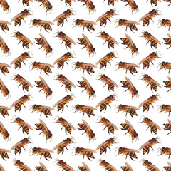 Seamless watercolor pattern featuring buzzing bees with detailed wings and vibrant yellow tones. Ideal for spring and nature-inspired designs, botanical art, and whimsical projects.