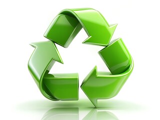 Obraz premium Green 3D Recycling Symbol Icon for Environmental Sustainability and Eco-Friendly Practices