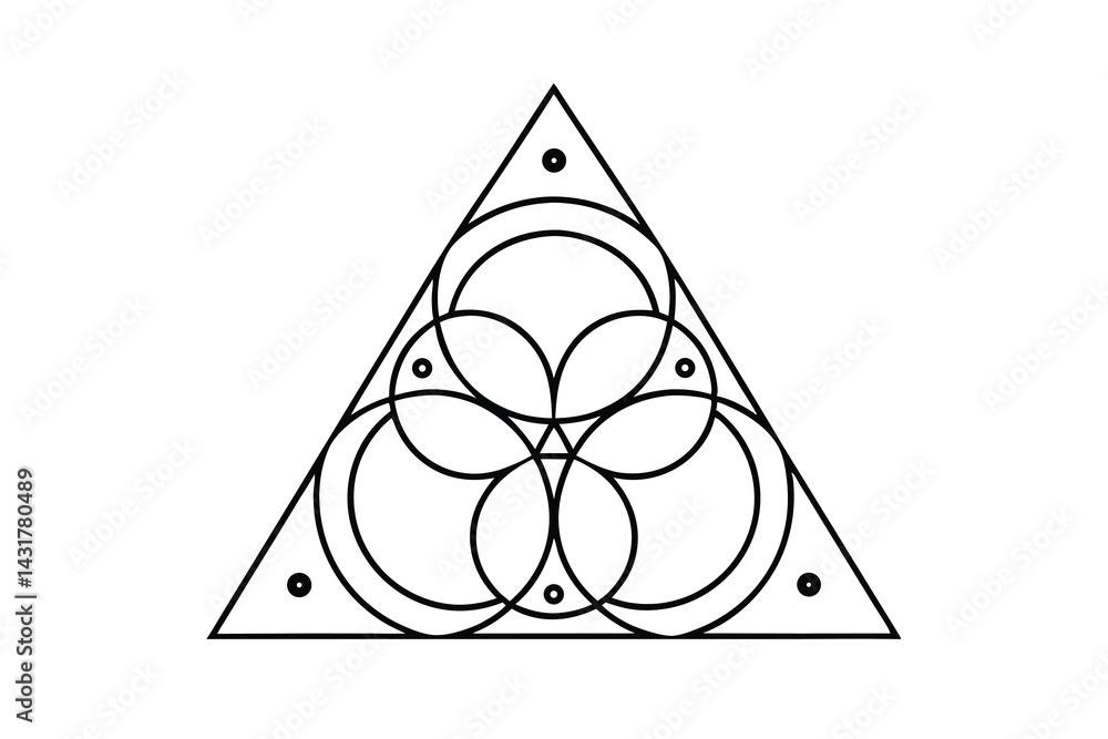 Poster sacred geometry symbol featuring a triangle and circles creates minimalist esoteric design graphic a