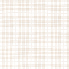 Brown Beige Plaid Tartan Gingham Check Hand Drawn Background Pattern Overlay