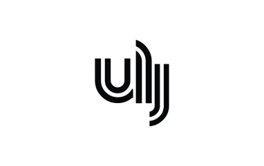 ULJ Creative Unique Modern Letter Logo Design. Stylized logo featuring a unique letter design, presenting abstract minimalist aesthetics and modern appeal.