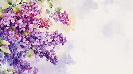 Elegant wedding invitation card background . Minimal hand painted watercolor Lilac flowers texture template background. Design for wedding, vip cover, poster, rsvp moderncard.Valentine's Day