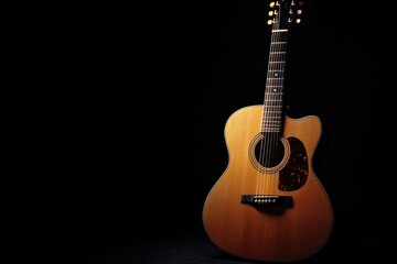Acoustic guitar isolated on black background