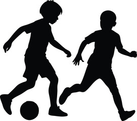 Kids Playing Soccer Silhouette
