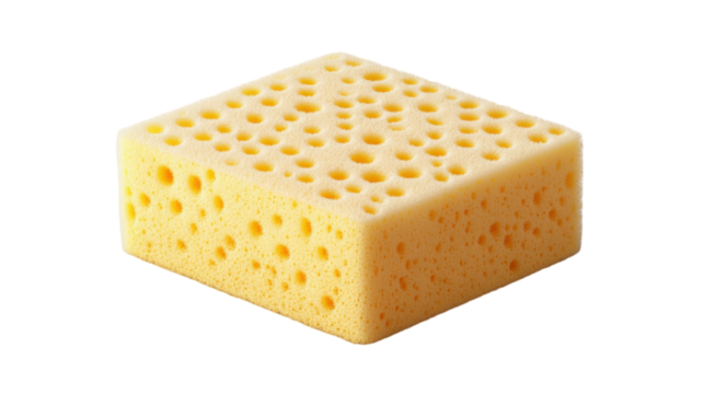 Yellow Dash Washing Sponge Isolated on White Background