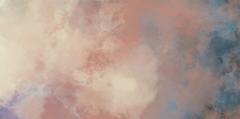 Fantasy light red, pink shades watercolor background. light pink and white colors background for design subtle color. Soft pink grunge background frame plane sky view with stars and sunset	