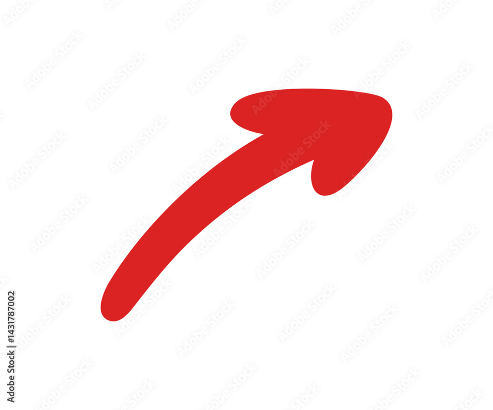 Poster red arrow sign element. the arrow sign is drawn by hand with a marker, marked arrow vector design an