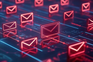 3D strategic email marketing grid concept