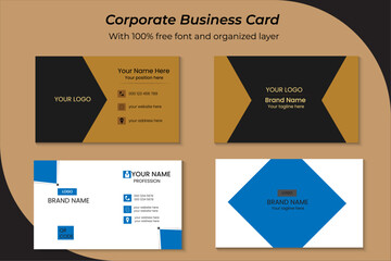 Corporate Business card with creative editable vector shape.