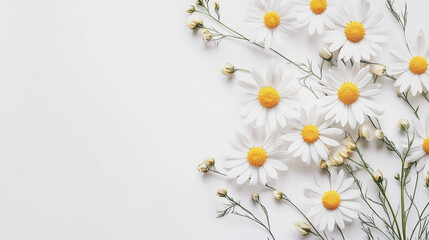 Elegant wedding invitation card background . Minimal hand painted watercolor Chamomile flowers texture template background. Design for wedding, vip cover, poster, rsvp moderncard.Valentine's Day