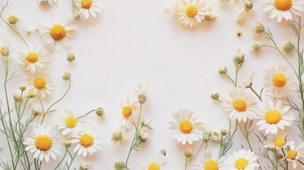Elegant wedding invitation card background . Minimal hand painted watercolor Chamomile flowers texture template background. Design for wedding, vip cover, poster, rsvp moderncard.Valentine's Day