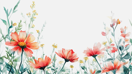 Elegant wedding invitation card background . Minimal hand painted watercolor Chamomile flowers texture template background. Design for wedding, vip cover, poster, rsvp moderncard.Valentine's Day