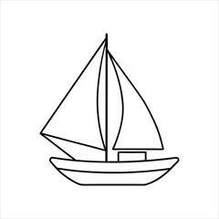  Minimalist Sailboat Vector Icon in Line Art Style