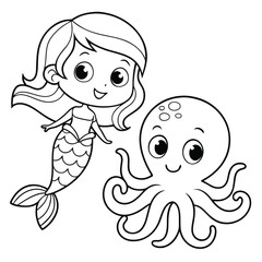 Cute Mermaid Coloring Pages For Kids