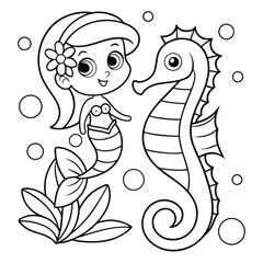 Cute Mermaid Coloring Pages For Kids