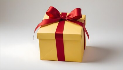 Obraz premium Christmas Gift Box with Red and Gold Ribbon