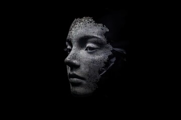 Biometric facial scan on black digital background