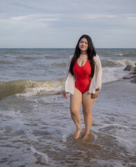 Woman young portrait asian fat chubby cute beautiful smile cheerful happy fun enjoy relax freedom...