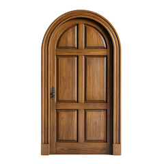 Elegant Single Honey Oak Arched Door with Curved Top and Classic Panels for Architectural and Interior Design Inspiration