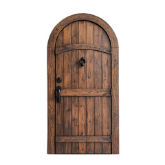 Single Curved Reclaimed Wood Door in English Style with Classic Rustic Charm and Timeless Aesthetic for Home or Garden Entrance