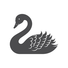 Minimalist Swan Vector Illustration Bird Icon Graphic Black And White Elegant Design Symbol Waterfowl Isolated Creative Logo