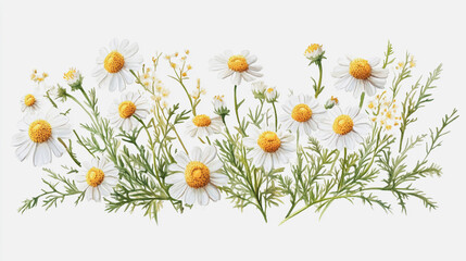 Elegant wedding invitation card background . Minimal hand painted watercolor Chamomile flowers texture template background. Design for wedding, vip cover, poster, rsvp moderncard.Valentine's Day