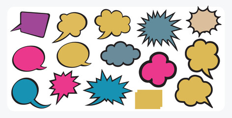 Handdrawn Speech Bubbles and Doodle Signs, Doodle set element, Hand drawn set, quotes, comic bubbles, doodle speech, 