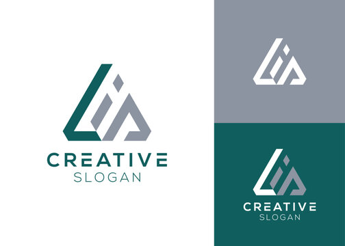 Abstract LIA initials with geometric triangle logo design for finance and building