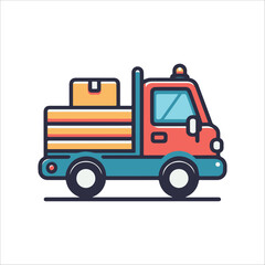 Colorful Delivery Truck with Cargo Icon