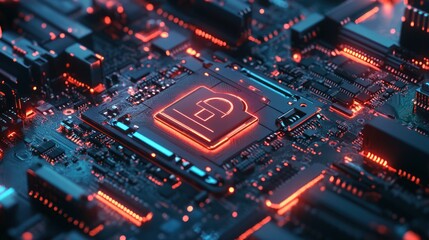 Fototapeta premium Cyber security data protection chip