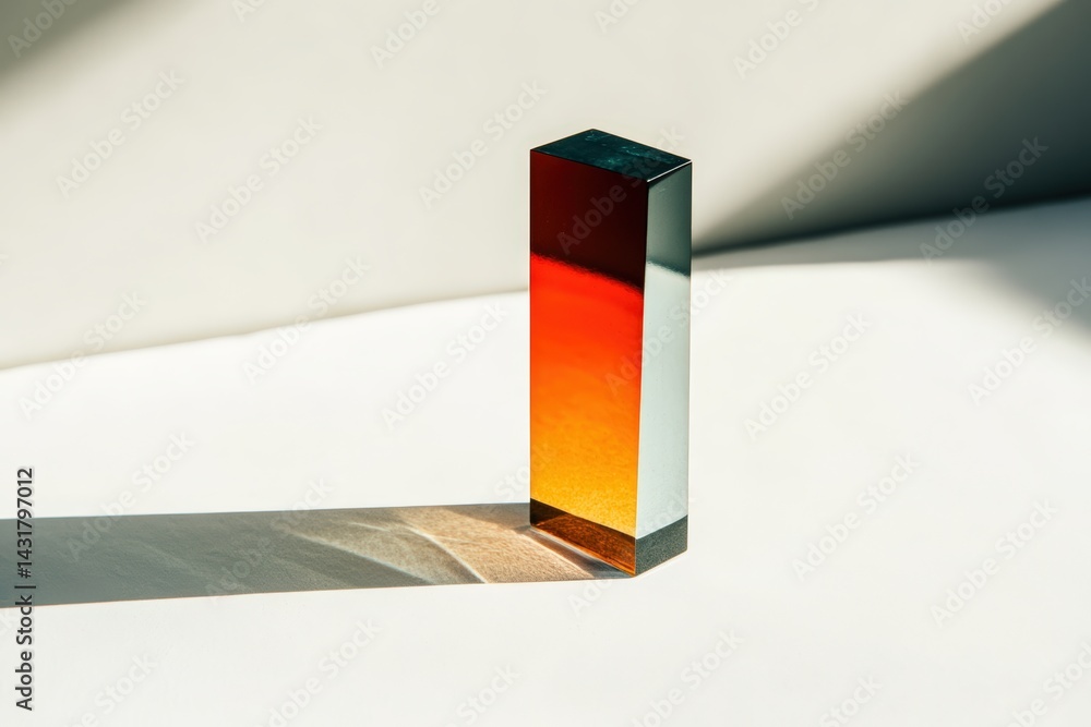 Poster sleek rectangular prism casting an intriguing gradient shadow indoors