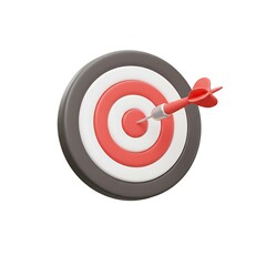 3D red dartboard with bullseye