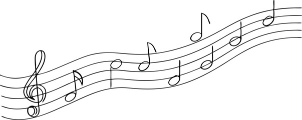 Flowing Music Notes on a Staff, Artistic Musical Illustration

