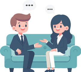 vector business partners sitting talking