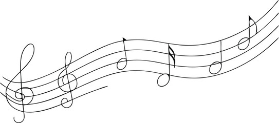 Flowing Music Notes on a Staff, Artistic Musical Illustration

