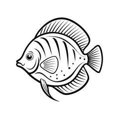 Discus fish line art vector illustration