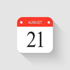 Vector icon page day calendar - 21 August month