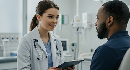 Doctor treating a patient in a hospital