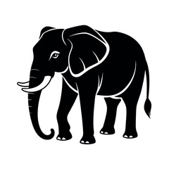 Black Vector Silhouette African Elephant Side View