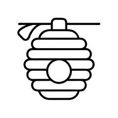 Beehive outline vector illustration, honey bee nest icon, apiculture and beekeeping concept design