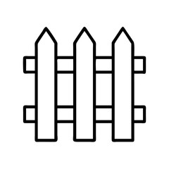 Outline garden fence vector icon illustration, picket fence, backyard fence, wood fence, farm fence