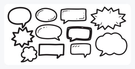 Obraz premium Handdrawn Speech Bubbles and Doodle Signs, Doodle set element, Hand drawn set, quotes, comic bubbles, doodle speech, 